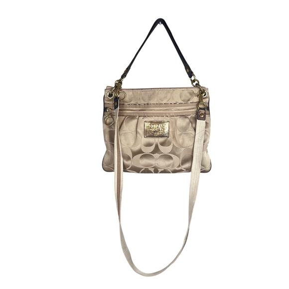 Coach Poppy beautiful tan and Cream gold crossbody shoulder bag - Picture 2 of 12